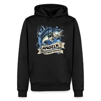 Angeln ist meine Therapie Therapy Geschenk Fischer - Männer Premium Bio Hoodie - Schwarz - Vorne - Nico (187cm)