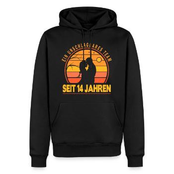 14 Jahre Unschlagbares Team Liebesgeschenk Paar - Männer Premium Bio Hoodie - Schwarz - Vorne - Nico (187cm)