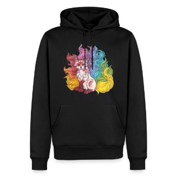 Rainbow Kitsune Mythical Fox Gift Manga - Men’s Premium Organic Hoodie - black - Front - Nico (187cm)