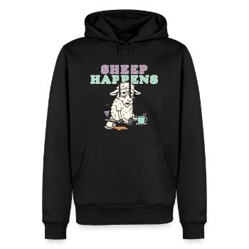 Mouton Arrive Rire Pastel - Sweat à capuche Premium bio Homme - noir - Devant - Nico (187cm)