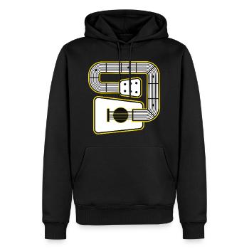 Guitare à forme abstraite - Sweat à capuche Premium bio Homme - noir - Devant - Nico (187cm)