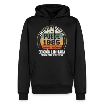 Cadeau Anniversaire Mai 1986, Né en mai 1986 - Sweat à capuche Premium bio Homme - noir - Devant - Nico (187cm)