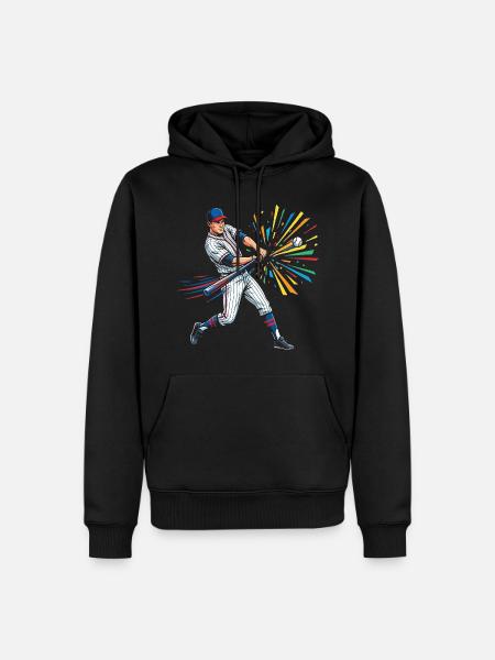 Bunter Baseball Schlagmann Pop Art - Männer Premium Bio Hoodie - Schwarz