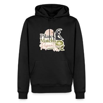Pilates - Matcha - Repeat - Männer Premium Bio Hoodie - Schwarz - Vorne - Nico (187cm)