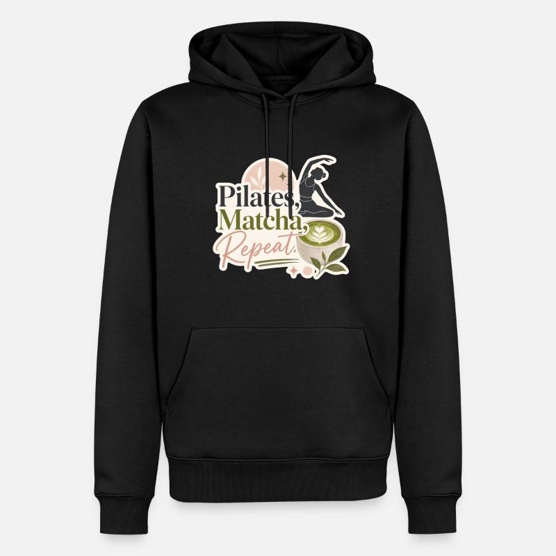 Pilates - Matcha - Repeat - Männer Premium Bio Hoodie - Schwarz