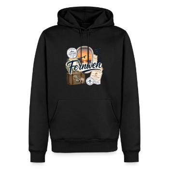 Fernweh - Reise - Abenteuer - Männer Premium Bio Hoodie - Schwarz - Vorne - Nico (187cm)