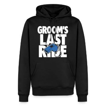 Groom's Last Ride Whistle Design - Men’s Premium Organic Hoodie - black - Front - Nico (187cm)