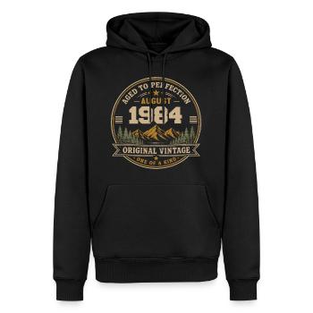 August 1984 Original Birthday Vintage Mountain - Männer Premium Bio Hoodie - Schwarz - Vorne - Nico (187cm)