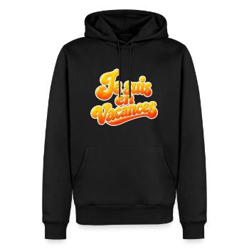 Je suis en vacances - Sweat à capuche Premium bio Homme - noir - Devant - Nico (187cm)