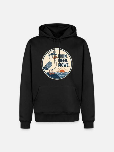 Moin Meer Möwe – Norddeutscher Küsten Spruch - Männer Premium Bio Hoodie - Schwarz