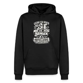 Ich wollte, dass SIE die Decke bringen - Männer Premium Bio Hoodie - Schwarz - Vorne - Nico (187cm)
