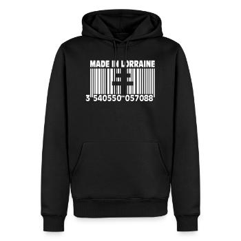 Made in Lorraine II - Sweat à capuche Premium bio Homme - noir - Devant - Nico (187cm)