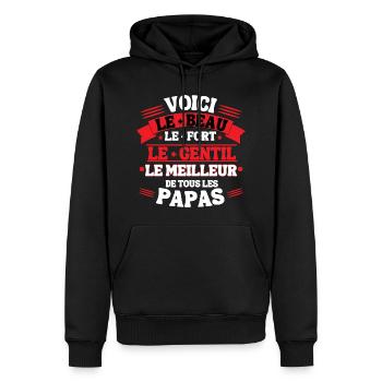 Le meilleur de tous les Papas Cadeau Fête des Père - Sweat à capuche Premium bio Homme - noir - Devant - Nico (187cm)