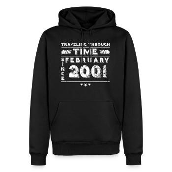 Vintage Zeitreise Geburtstags Design Februar 2001 - Männer Premium Bio Hoodie - Schwarz - Vorne - Nico (187cm)