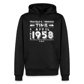 Vintage Time Travel anniversaire Design avril 1958 - Sweat à capuche Premium bio Homme - noir - Devant - Nico (187cm)