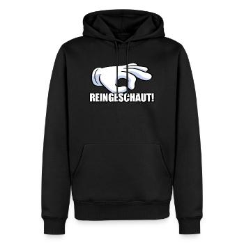 reingeschaut comic hand Spiel hauen - Männer Premium Bio Hoodie - Schwarz - Vorne - Nico (187cm)