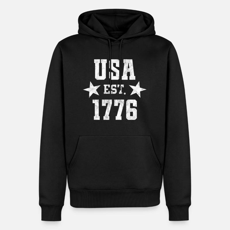 États-Unis Est 1776 - Sweat à capuche Premium bio Homme - noir