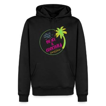 Plage et cocktail - Sweat à capuche Premium bio Homme - noir - Devant - Nico (187cm)