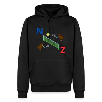 Kiwi de tennis néo-zélandais - Sweat à capuche Premium bio Homme - noir - Devant - Nico (187cm)