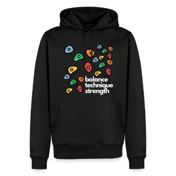 Bouldern - Männer Premium Bio Hoodie - Schwarz - Vorne - Nico (187cm)