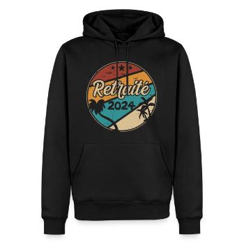 Retraité 2024 Humour Retraite Vintage Original - Sweat à capuche Premium bio Homme - noir - Devant - Nico (187cm)