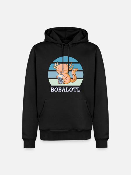 Boba Bubble Tea Axolotl Bobalotl - Sweat à capuche Premium bio Homme - noir