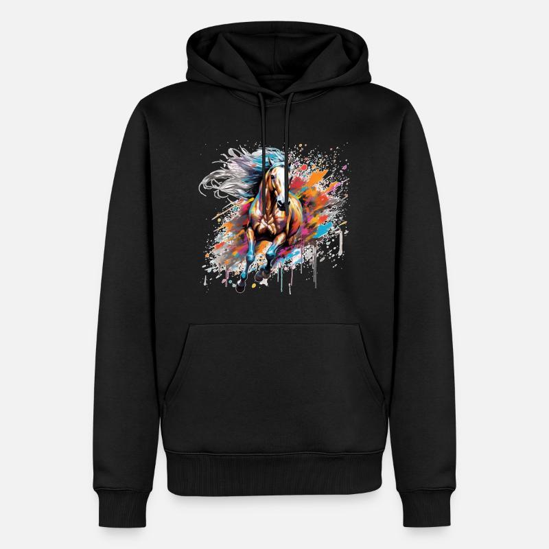 Pferd, Pferd - Männer Premium Bio Hoodie - Schwarz