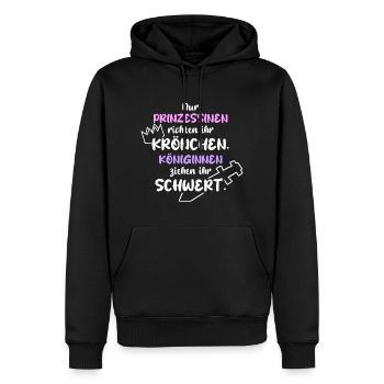 MUT TAPFER KÄMPFERIN KÖNIGIN SCHWERT PRINZESSIN - Männer Premium Bio Hoodie - Schwarz - Vorne - Nico (187cm)