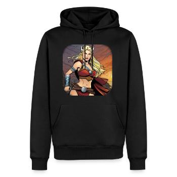 Stolze Kriegerin im Comic Style - Männer Premium Bio Hoodie - Schwarz - Vorne - Nico (187cm)