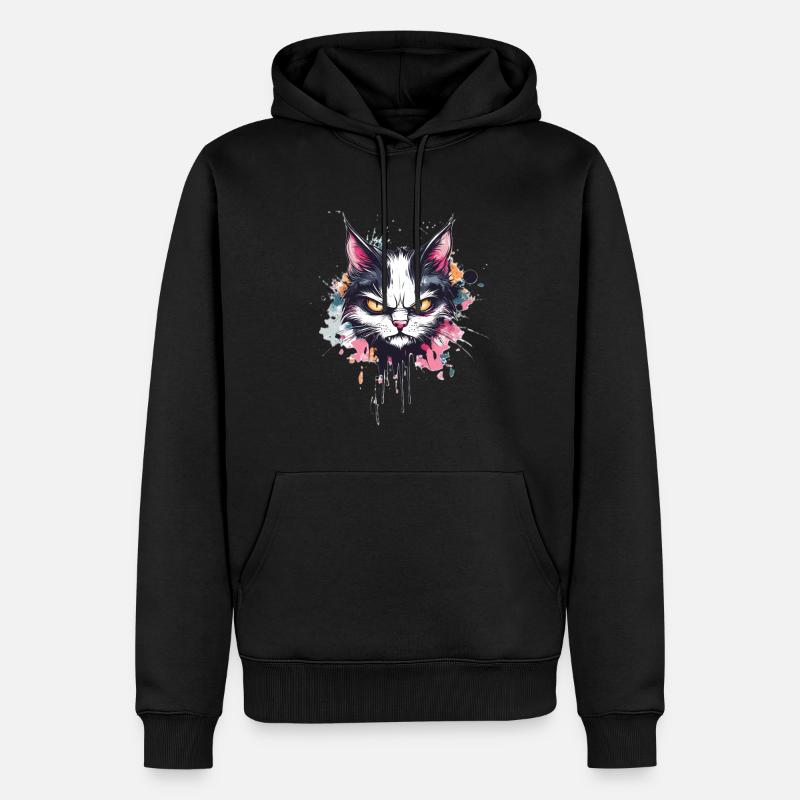 Chat de dessin animé - Sweat à capuche Premium bio Homme - noir
