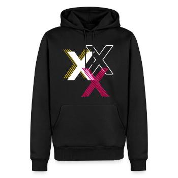 Buchstabe X - Männer Premium Bio Hoodie - Schwarz - Vorne - Nico (187cm)