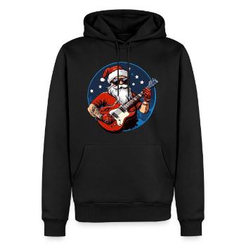 Guitariste de Noël - Sweat à capuche Premium bio Homme - noir - Devant - Nico (187cm)