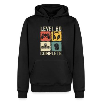 Level 60 – Komplettes Geschenk zum 60. Geburtstag eines Spielers - Männer Premium Bio Hoodie - Schwarz - Vorne - Nico (187cm)