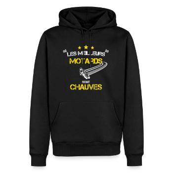 Moto motards humour - Sweat à capuche Premium bio Homme - noir - Devant - Nico (187cm)