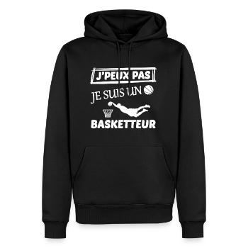 J peux pas j ai basket - Sweat à capuche Premium bio Homme - noir - Devant - Nico (187cm)