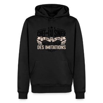 Cuisinier cadeau Cuisinier le vrai Cuisinier - Sweat à capuche Premium bio Homme - noir - Devant - Nico (187cm)
