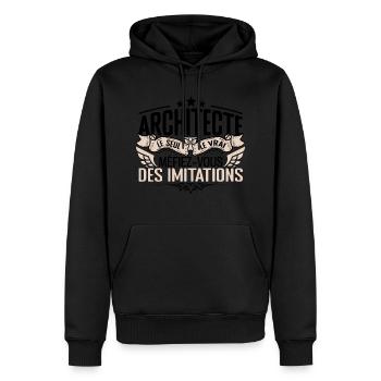 Architecte cadeau Architecte le vrai Architecte - Sweat à capuche Premium bio Homme - noir - Devant - Nico (187cm)