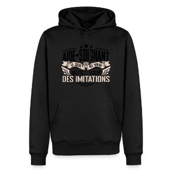 Aide Soignant cadeau Aide Soignant le vrai Aide So - Sweat à capuche Premium bio Homme - noir - Devant - Nico (187cm)