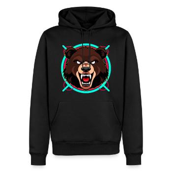 Ours en colère - Sweat à capuche Premium bio Homme - noir - Devant - Nico (187cm)