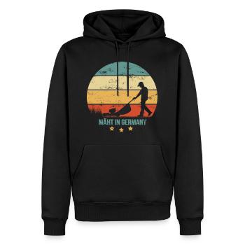 MÄHT IN GERMANY lustiger Garten Spruch Rasenmähen - Männer Premium Bio Hoodie - Schwarz - Vorne - Nico (187cm)