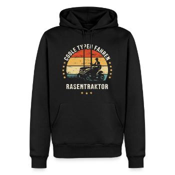 COOLE TYPEN FAHREN RASENTRAKTOR - Männer Premium Bio Hoodie - Schwarz - Vorne - Nico (187cm)