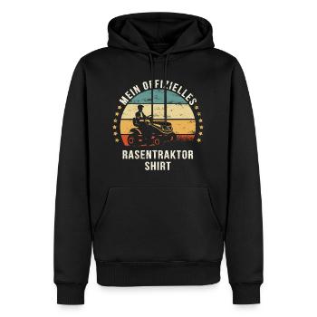 MEIN OFFIZIELLES RASENTRAKTOR SHIRT - Männer Premium Bio Hoodie - Schwarz - Vorne - Nico (187cm)