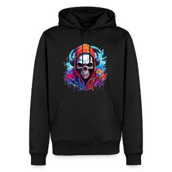 Crâne - Raver - Sweat à capuche Premium bio Homme - noir - Devant - Nico (187cm)