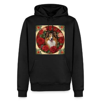 colley et roses rouges - Sweat à capuche Premium bio Homme - noir - Devant - Nico (187cm)