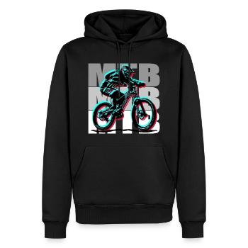 Vélo VTT - Sweat à capuche Premium bio Homme - noir - Devant - Nico (187cm)
