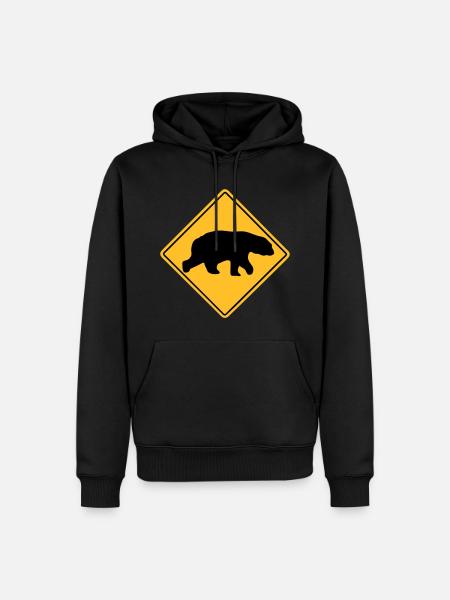 Polar Bear Road Sign - Männer Premium Bio Hoodie - Schwarz