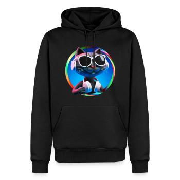 Katze Brille Turntable DJ Disco Club Kopfhörer - Männer Premium Bio Hoodie - Schwarz - Vorne - Nico (187cm)