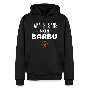 jamais sans mon barbu - Sweat à capuche Premium bio Homme - noir - Devant - Nico (187cm)