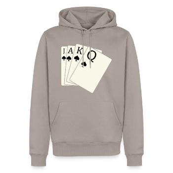 Jeu de Cartes Pique à Jouer Casino - Sweat à capuche Premium bio Homme - taupe - Devant - Nico (187cm)