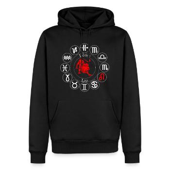 Zodiac Leo - Sweat à capuche Premium bio Homme - noir - Devant - Nico (187cm)